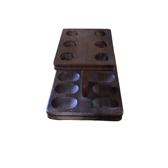 Vintage Deco 6 Pipe Walnut Tobacco Stand Ribbed Glass Humidor Decatur Industries - Picture 9 of 16